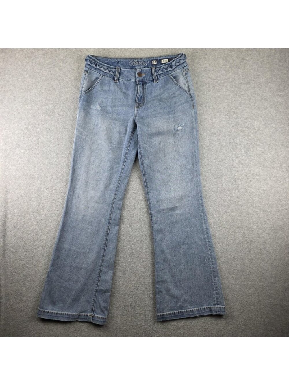 Miss Me Jeans Womens 30 Blue Wide Leg Relaxed Stretch Braided Waist Denim
